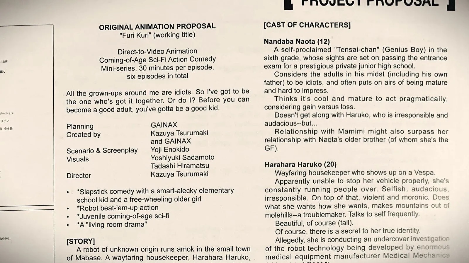 FLCL Archives (2019), notes dated 4/24/1999