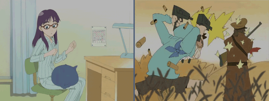 Left: Animator, Tadashi Hiramatsu. Right: Animator, Hiroyuki Imaishi