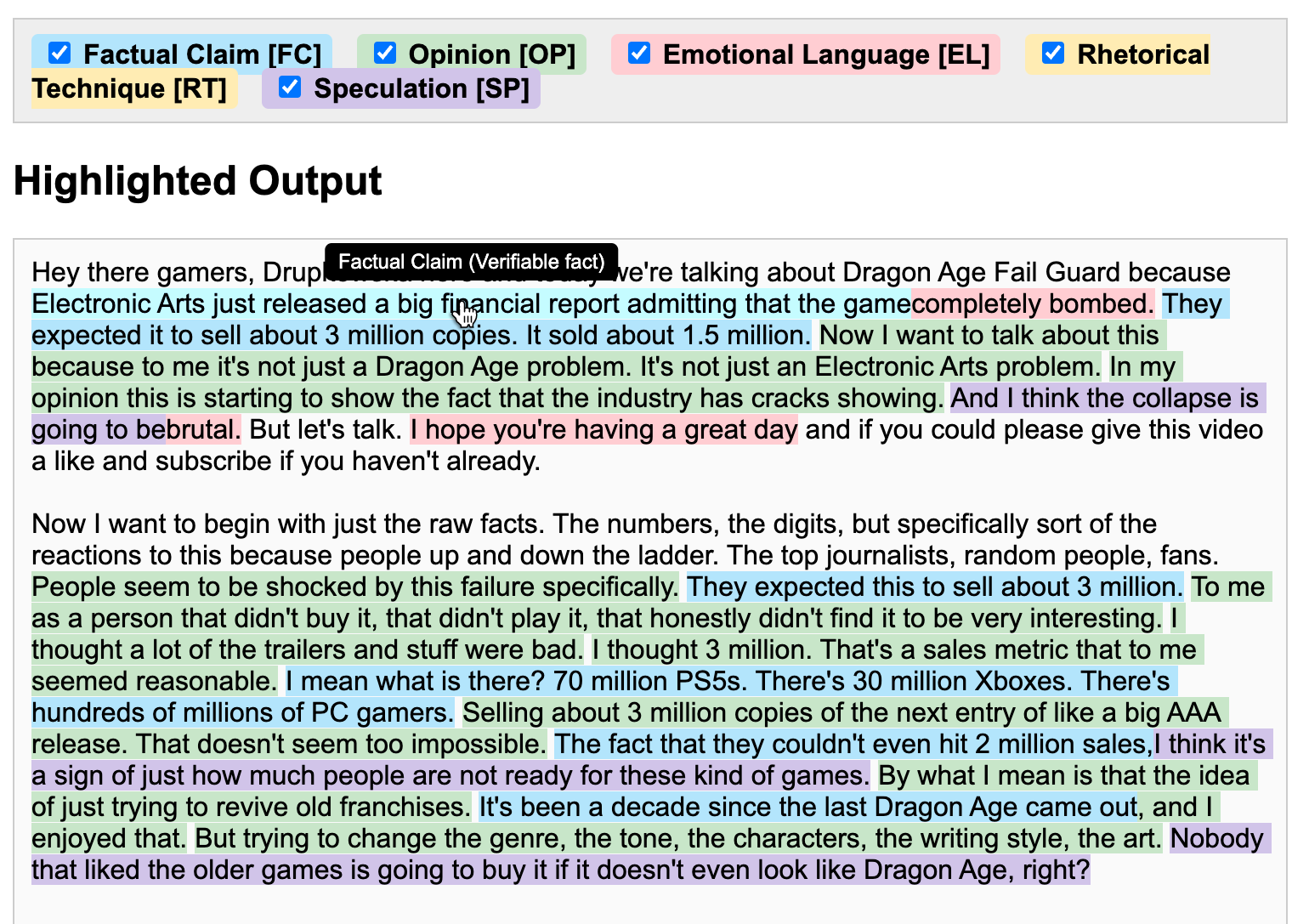Automated Media Literacy and Rhetorical Analysis of YouTube Videos